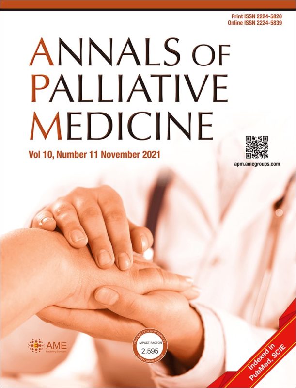 La couverture d'Annals Palliative Medicine de novembre 2021